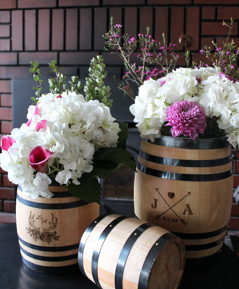 Wedding Table Centerpiece Wood Barrels